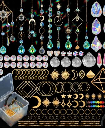 DIY Suncatchers, 400pcs Sun Catchers Supplies Kit Art and Crafts for Adults | Decorative Hanging Prism Suncatcher with Crystals Beads Ball Rainbow Maker for Indoor Windows Office Home Decor