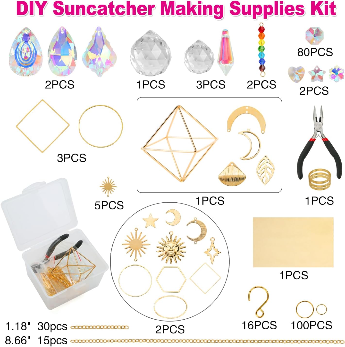 DIY Suncatchers, 400pcs Sun Catchers Supplies Kit Art and Crafts for Adults | Decorative Hanging Prism Suncatcher with Crystals Beads Ball Rainbow Maker for Indoor Windows Office Home Decor - Image 2