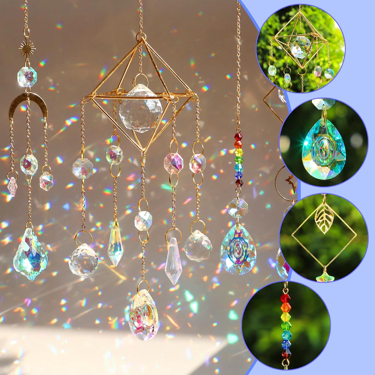 DIY Suncatchers, 400pcs Sun Catchers Supplies Kit Art and Crafts for Adults | Decorative Hanging Prism Suncatcher with Crystals Beads Ball Rainbow Maker for Indoor Windows Office Home Decor - Image 3