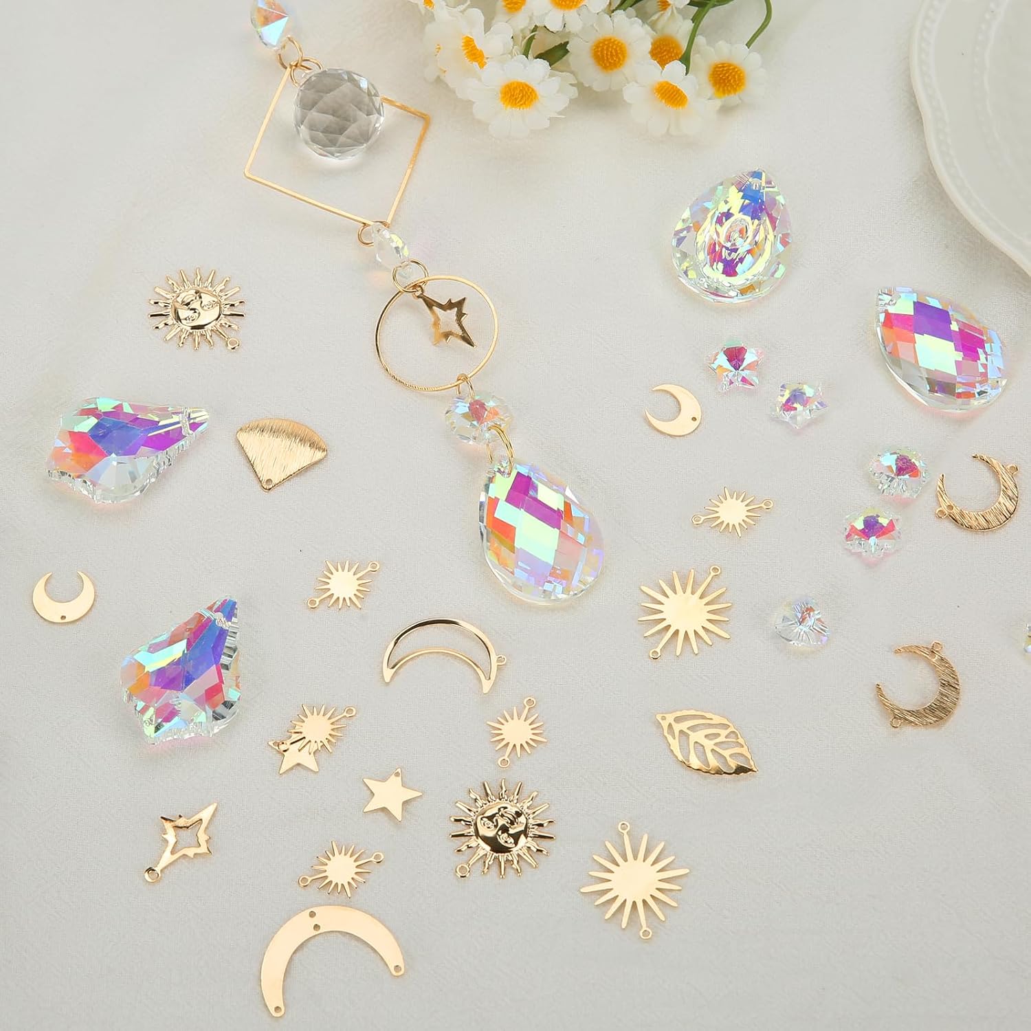 DIY Suncatchers, 400pcs Sun Catchers Supplies Kit Art and Crafts for Adults | Decorative Hanging Prism Suncatcher with Crystals Beads Ball Rainbow Maker for Indoor Windows Office Home Decor - Image 4