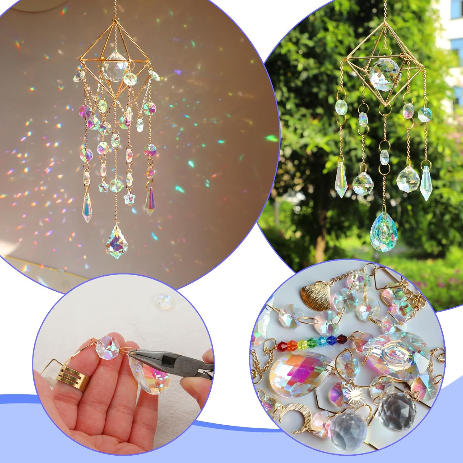 DIY Suncatchers, 400pcs Sun Catchers Supplies Kit Art and Crafts for Adults | Decorative Hanging Prism Suncatcher with Crystals Beads Ball Rainbow Maker for Indoor Windows Office Home Decor - Image 5