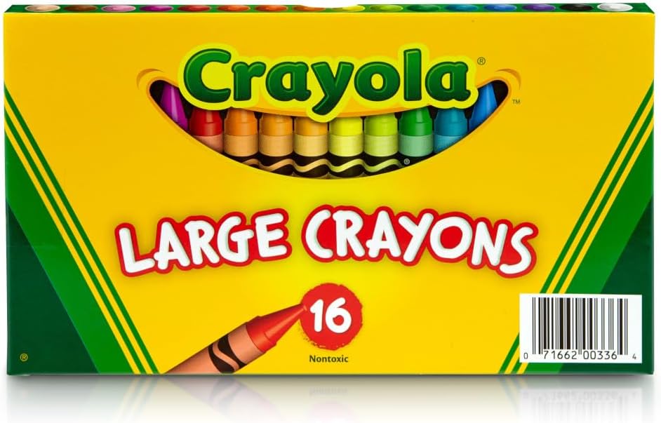 Binney & Smith Crayola(R) Large Crayon Set, Lift-Lid Box, Assorted Colors, Box Of 16